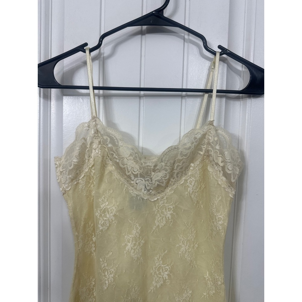 Y2K Charlotte Russe Yellow Floral Lace Camisole Sheer Adjustable Strap Medium - Picture 2 of 7